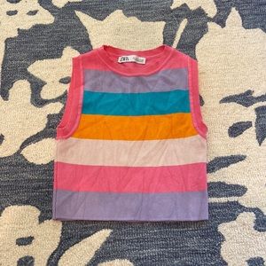 Zara Colorful Striped Crop Tank Top
